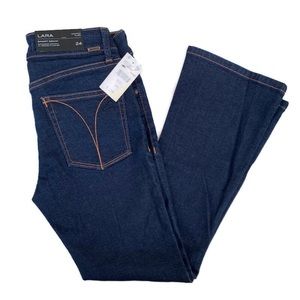 DL1961 Lara Mid-Rise Bootcut Dark Wash Cropped Flare Jeans NWT